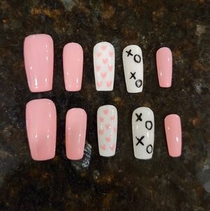Pink and White Nail Art Set